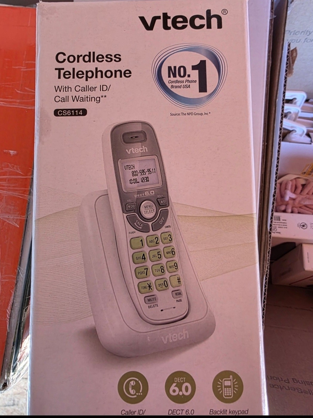 VTech Cordless Telephone CS6114 — White Cordless Phone with Caller ID